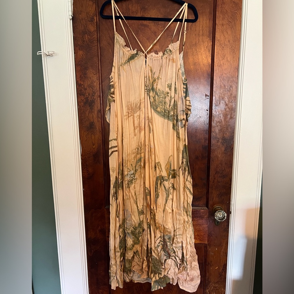 Anthropologie Tan Spaghetti Strap Maxi Sundress